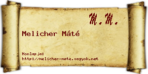 Melicher Máté névjegykártya